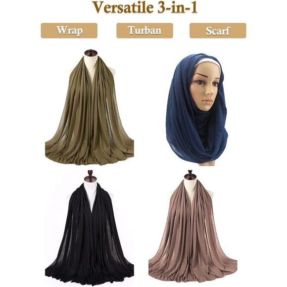 Stretch Head Wraps for Black Women Large Hair Scarves Hijab Turban Headbands